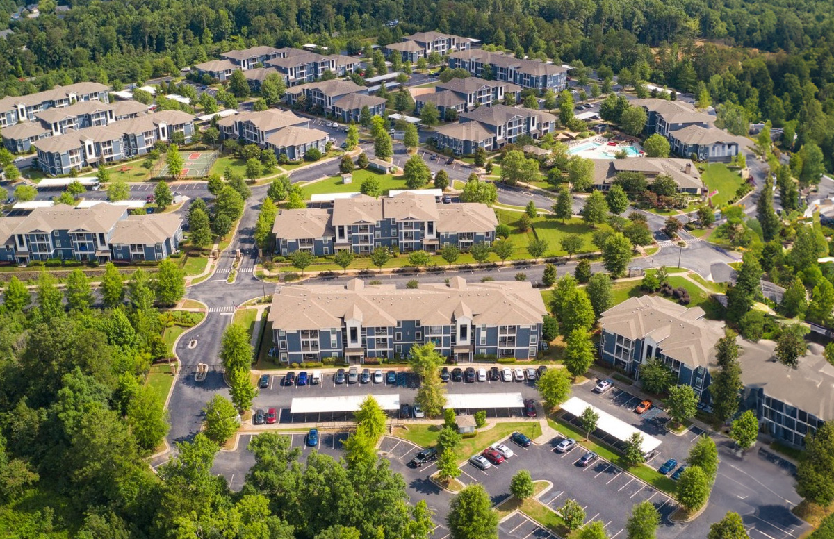 Aerial view of the apartments